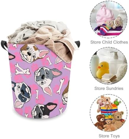 MEIKKO French Bulldog Waterproof Folding laundry Bin 173x138
