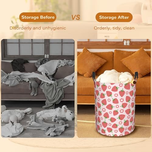 Pink Strawberry Large Storage Basket