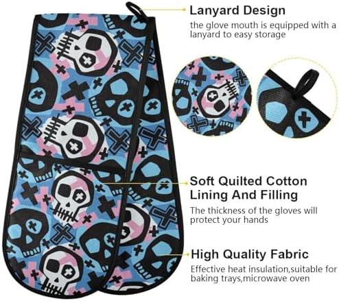 Perfect Protection Funky Skull Halloween Double Oven Mitts