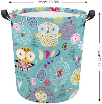 MEIKKO Flower Cute Owls Laundry Hamper