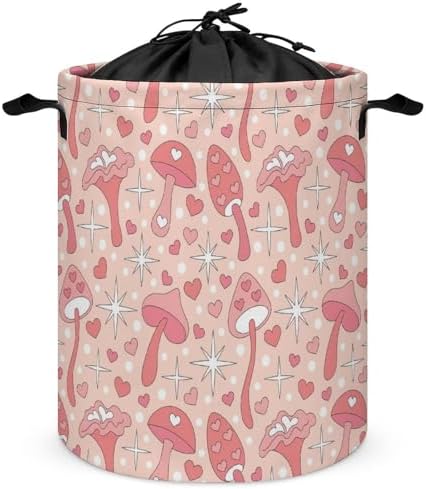 Rainbow Retro Mushroom Laundry Basket