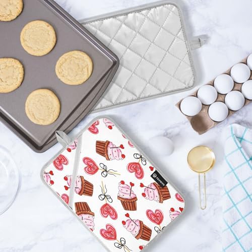 KCldeci Colorful Valentine Heat Resistant Potholders Set