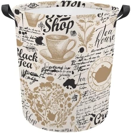 Elegant Tea-Themed Storage Hamper for Laundry Organization