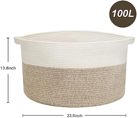 Fixwal Large Rope Laundry BasketSturdy Stylish Storage Basket