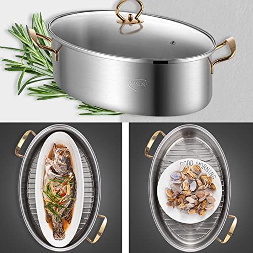 Oval Fish Steamer Pot 304 Stainless Steel Roaster