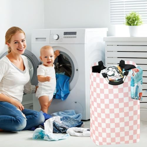 Stylish Pink Checkered Organizer Basket for Kids
