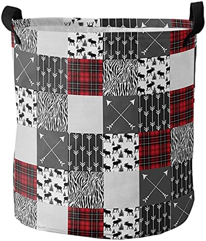 Red Black Buffalo Plaid Arrow ELK Large Laundry Basket