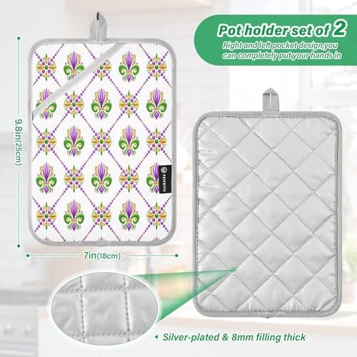 KCLDECI Heat-Resistant Oven Mitt Set 2 for Baking Cooking