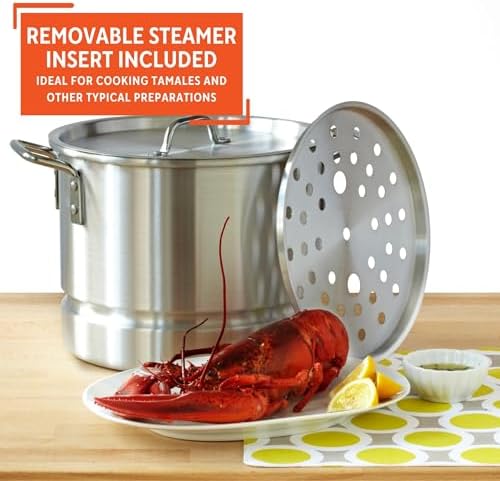 IMUSA Aluminum Steamer Dual Set 32 Qt and 10 Qt Silver
