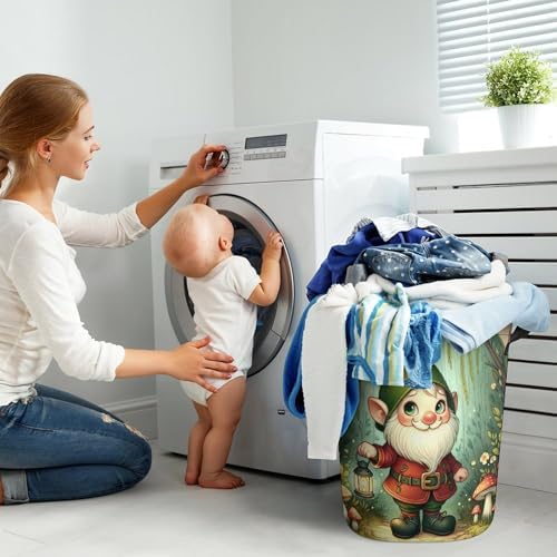 MEIKKO Cute Gnome Laundry Basket Durable Stylish for Clean Storage