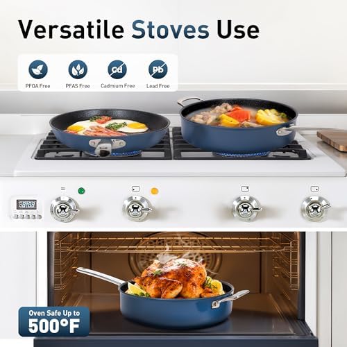 MAISON ARTS 3-Piece Frying Pan Set with Indicates Coating and Silicone Lid