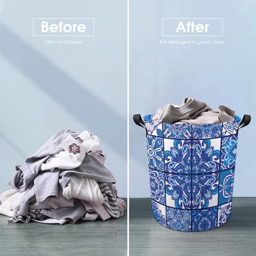 Geometric Blue Ethnic Laundry Hamper