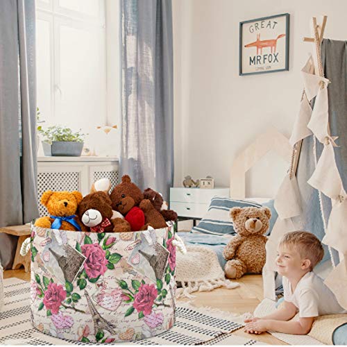 Visesunny Classic Paris Eiffel Tower Heart Collapsible Storage Bin - Large Capacity