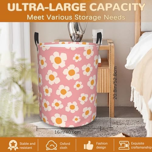 Large Retro Storage Bin Fits 16x20inch Collapsible Diary Floral Pattern
