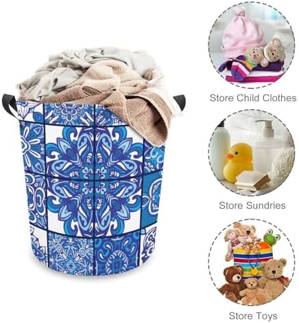 Geometric Blue Ethnic Laundry Hamper