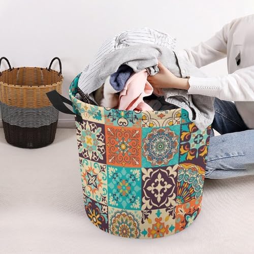 MEIKKO Patchwork Boho Vintage Laundry Basket