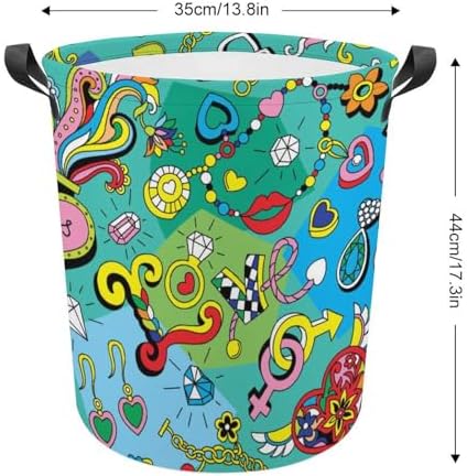 Retro Jewelry Heart Collapsible Laundry Basket