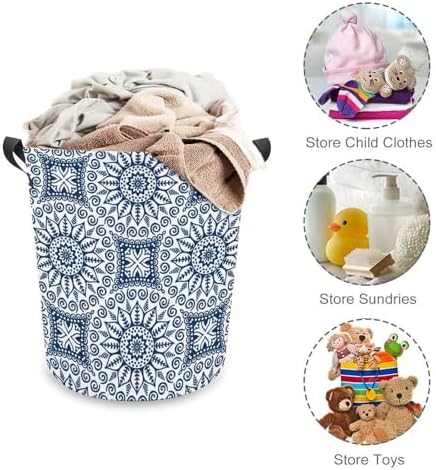 MEIKKO Blue Ethnic Vintage Laundry Hamper