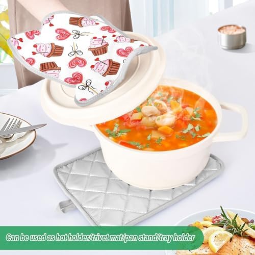 KCldeci Colorful Valentine Heat Resistant Potholders Set