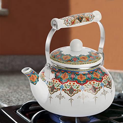 ZOOFOX 26 Quart Ceramic Tea Kettle Heat-Resistant Handle Stylish Design