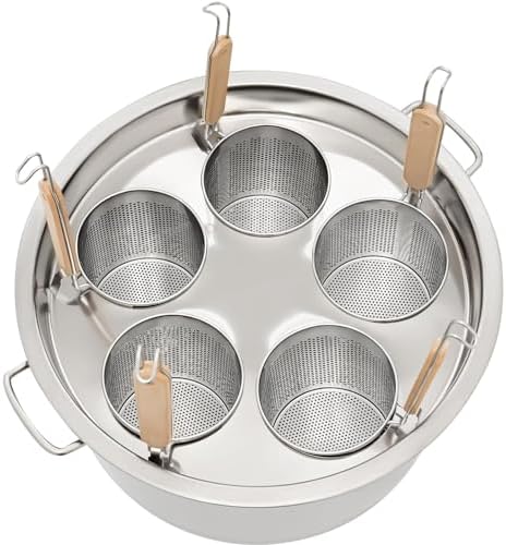 SINBAISHUNYYT 39-quart Compact Pasta Cooker with 5 Insert Strainer Baskets