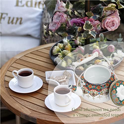 ZOOFOX 26 Quart Ceramic Tea Kettle Heat-Resistant Handle Stylish Design