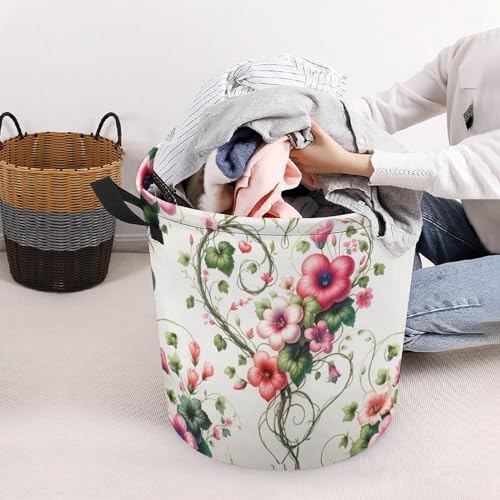 Heart Flowers Spring Laundry Hamper Waterproof Easy Carry by MEIKKO
