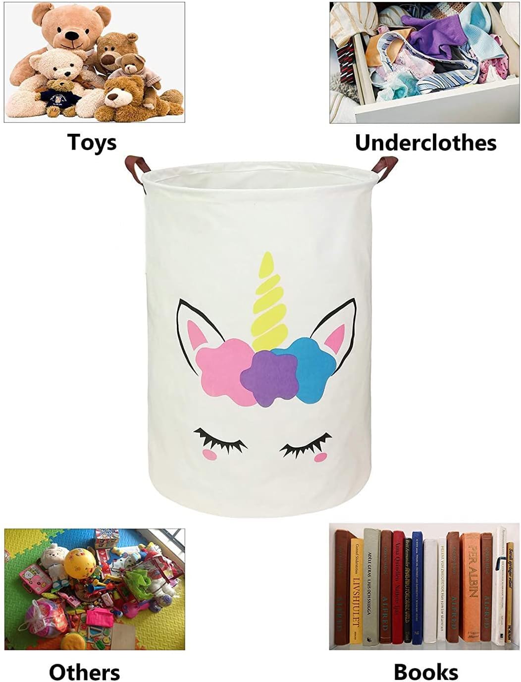 Cute Elephant Gradient Large Laundry Basket Custom Name Foldable Clothes Bag