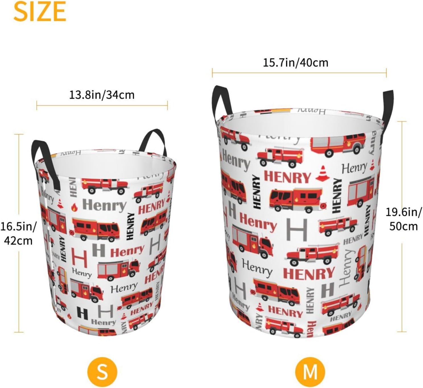 Custom Fire Trucks Laundry Basket With Name 1