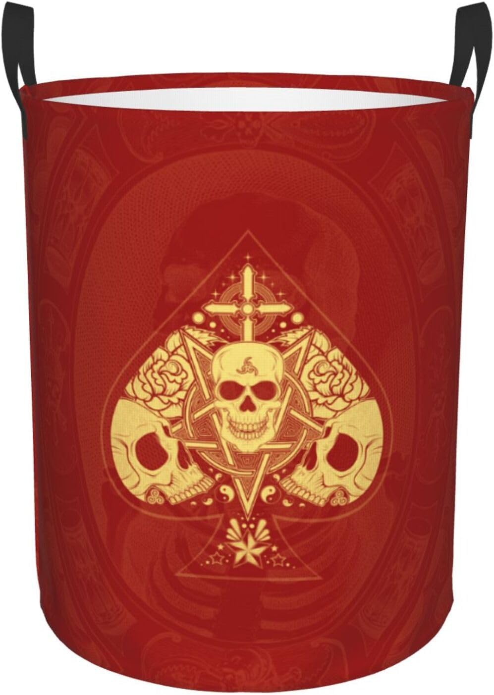 Itin Waterproof Laundry Hamper Red Skull Print S-40L
