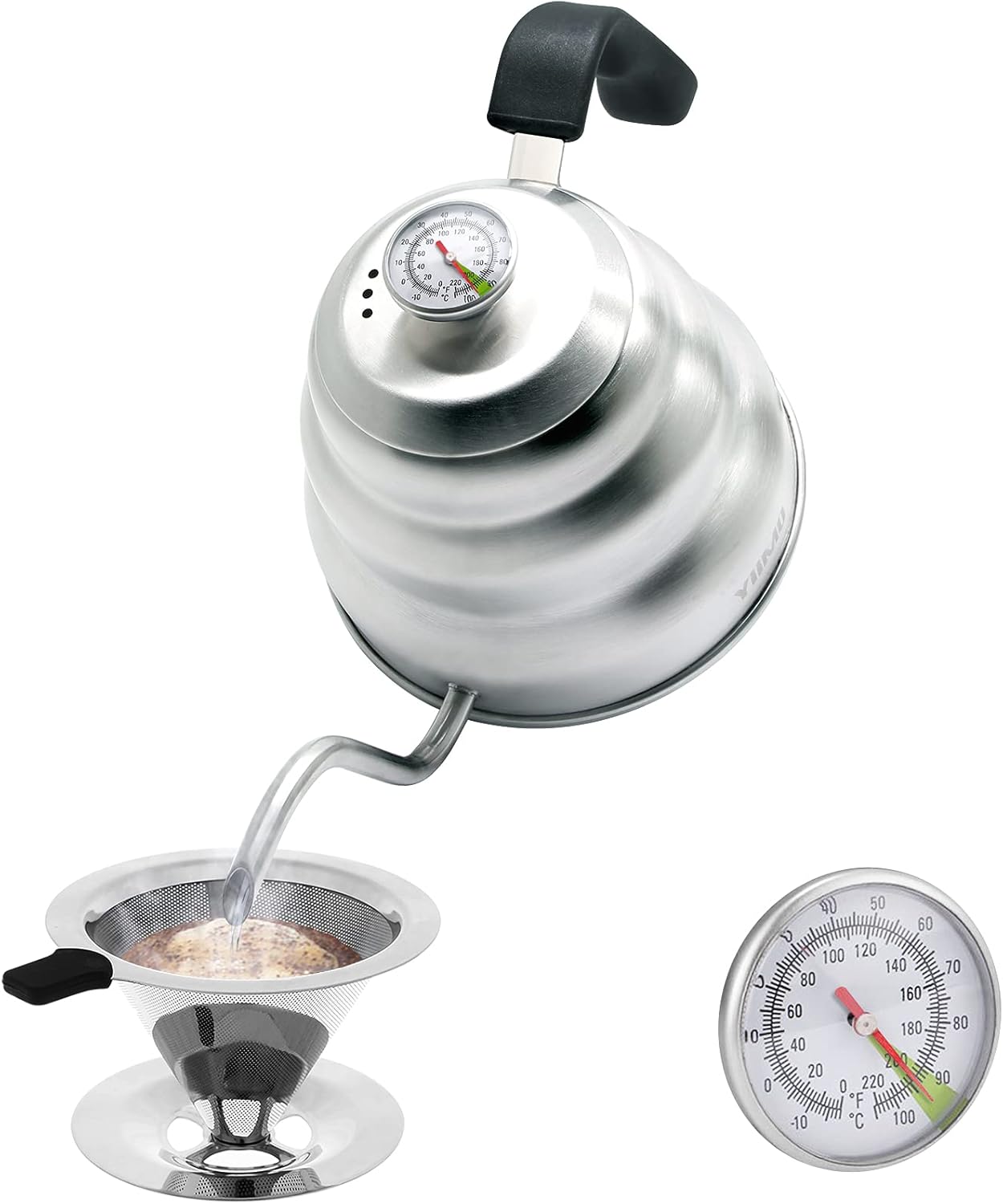 Stainless Steel 1-Liter Gooseneck Coffee Kettle Precision Brew