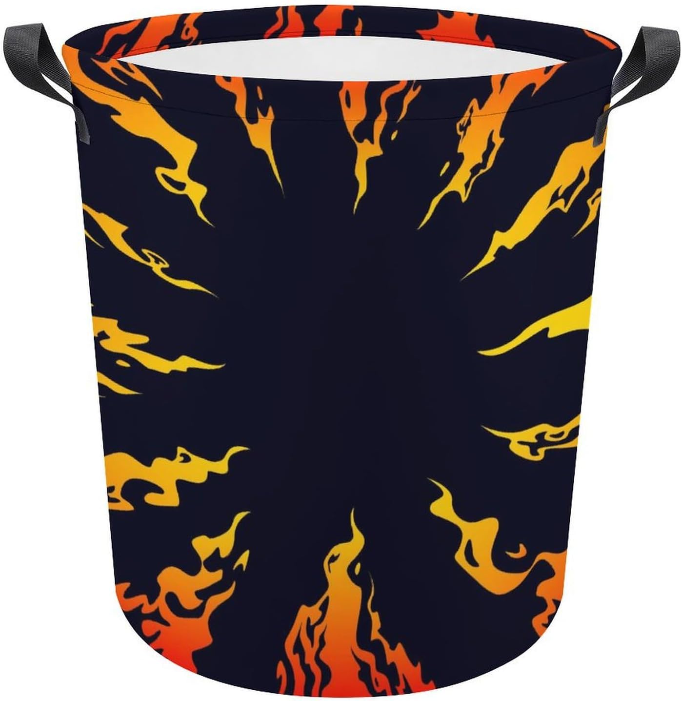 Attractive Fire Black Background Laundry Hamper