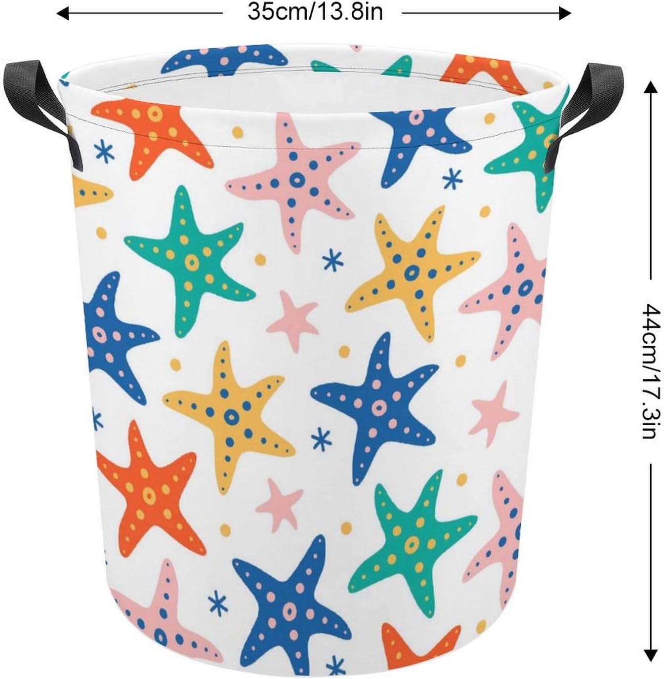 Starfish Seamless Pattern Laundry Hamper Underwater Waterproof Clothes Basket with Easy Carry Handles