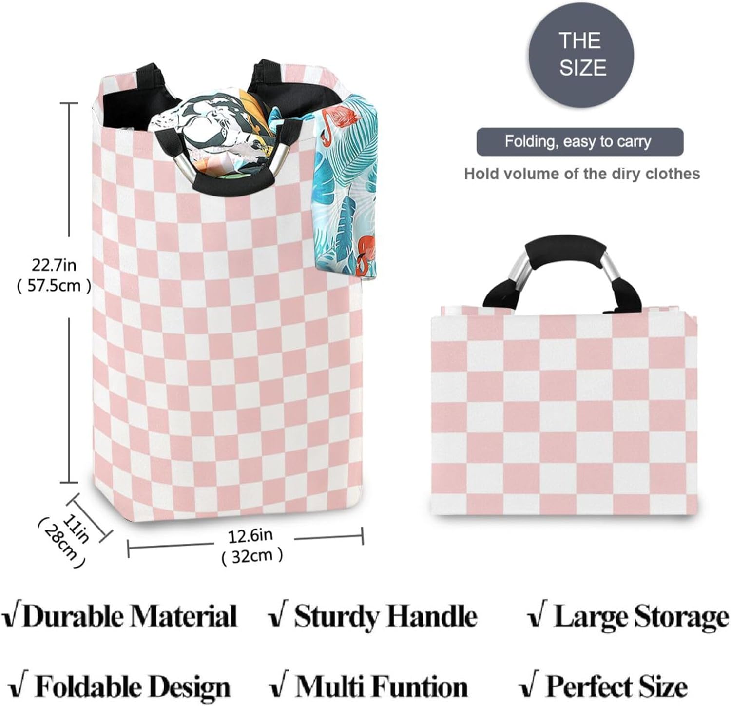 Stylish Pink Checkered Organizer Basket for Kids