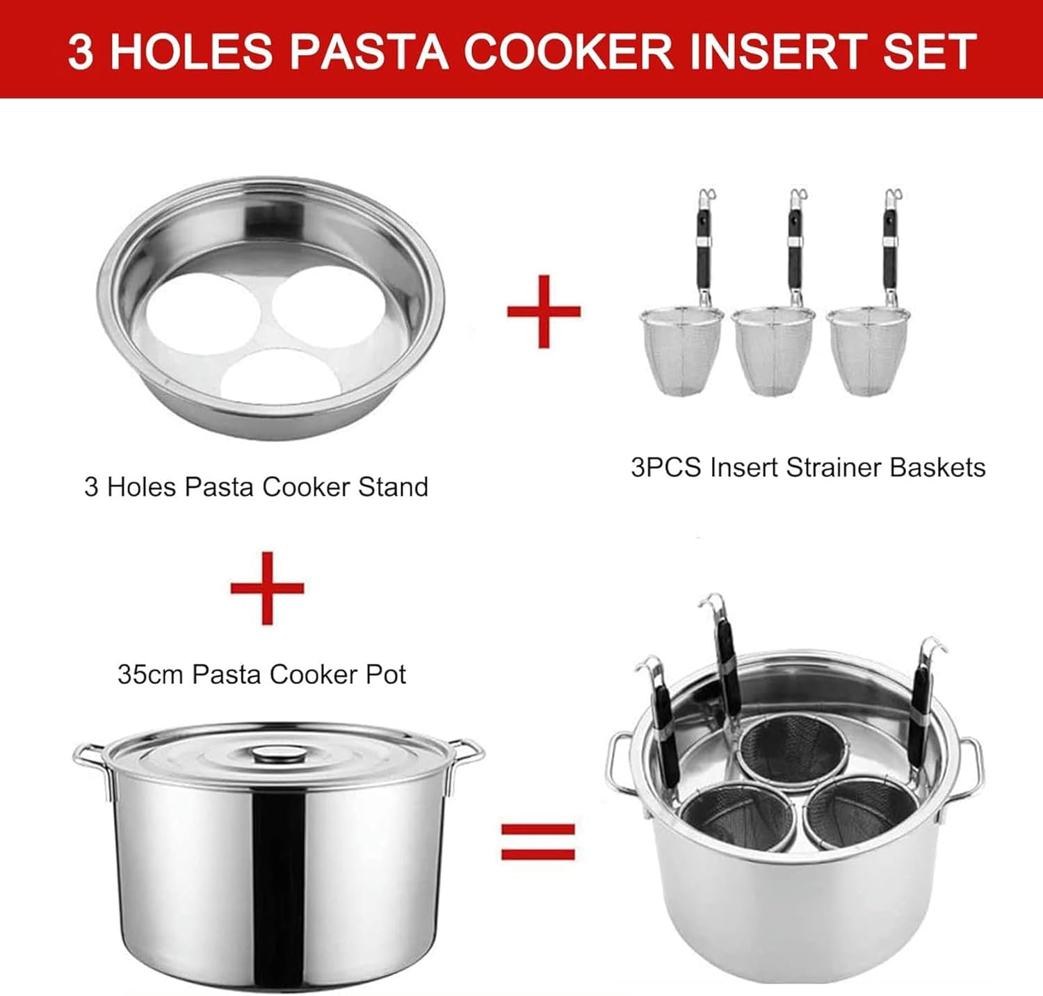 AtreX 5-Hole Pasta Cooker - Durable Stock Pot for Home Cooking