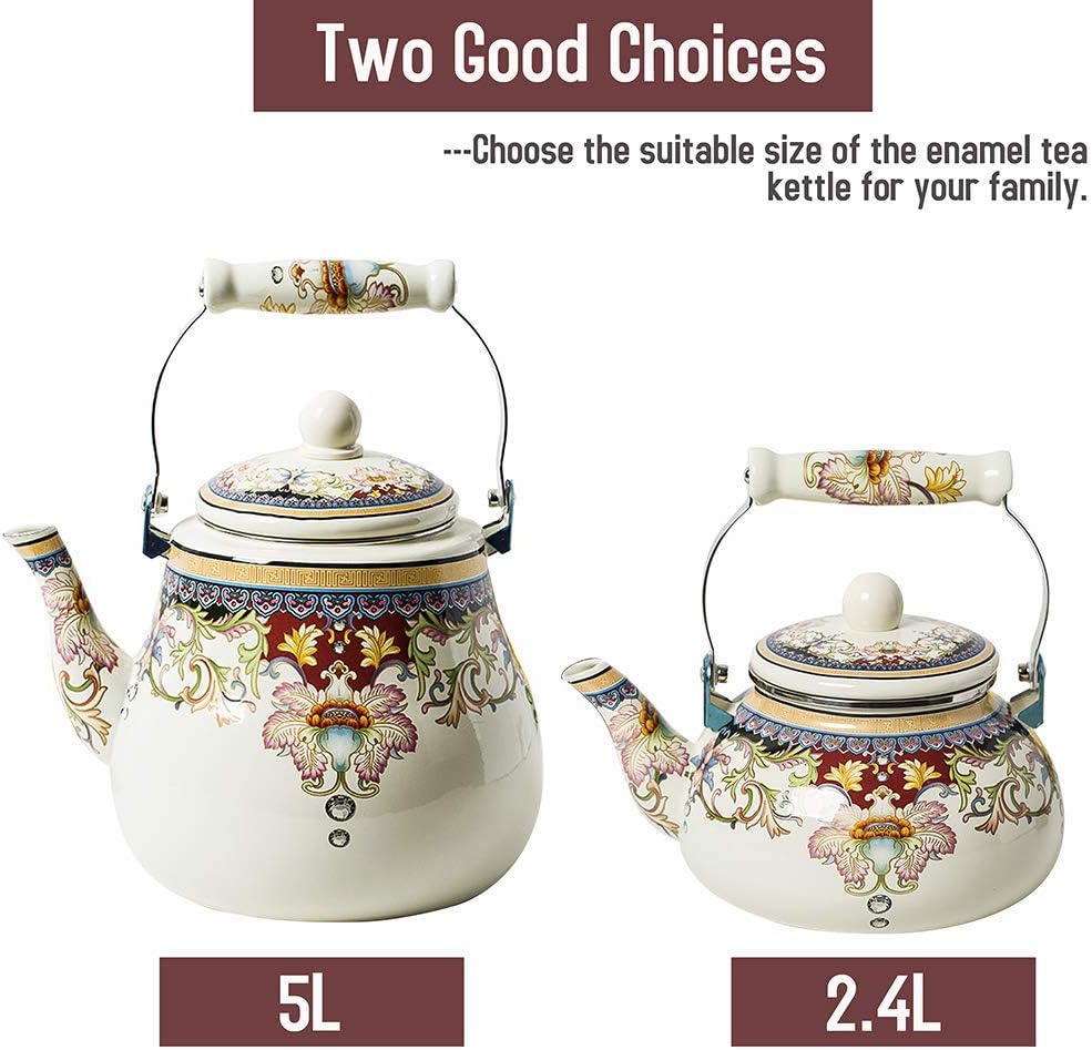 Stylish Floral Design Leaking-Proof Ceramic Kettle for Home Kitchen