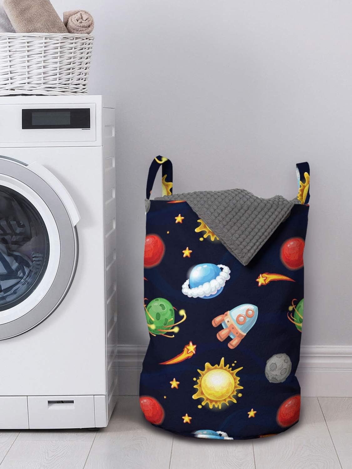 Ambesonne Space Laundry Bag with Drawstring Handles