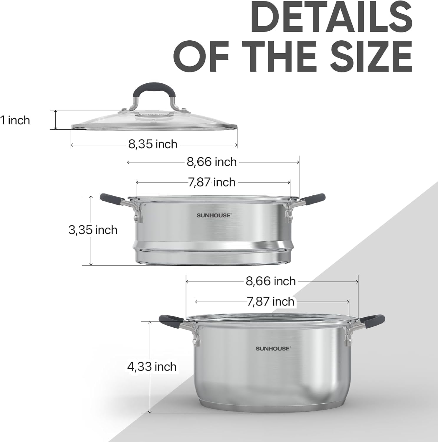 Sunhouse 33 Quarts Steamer Pot 2-Tier