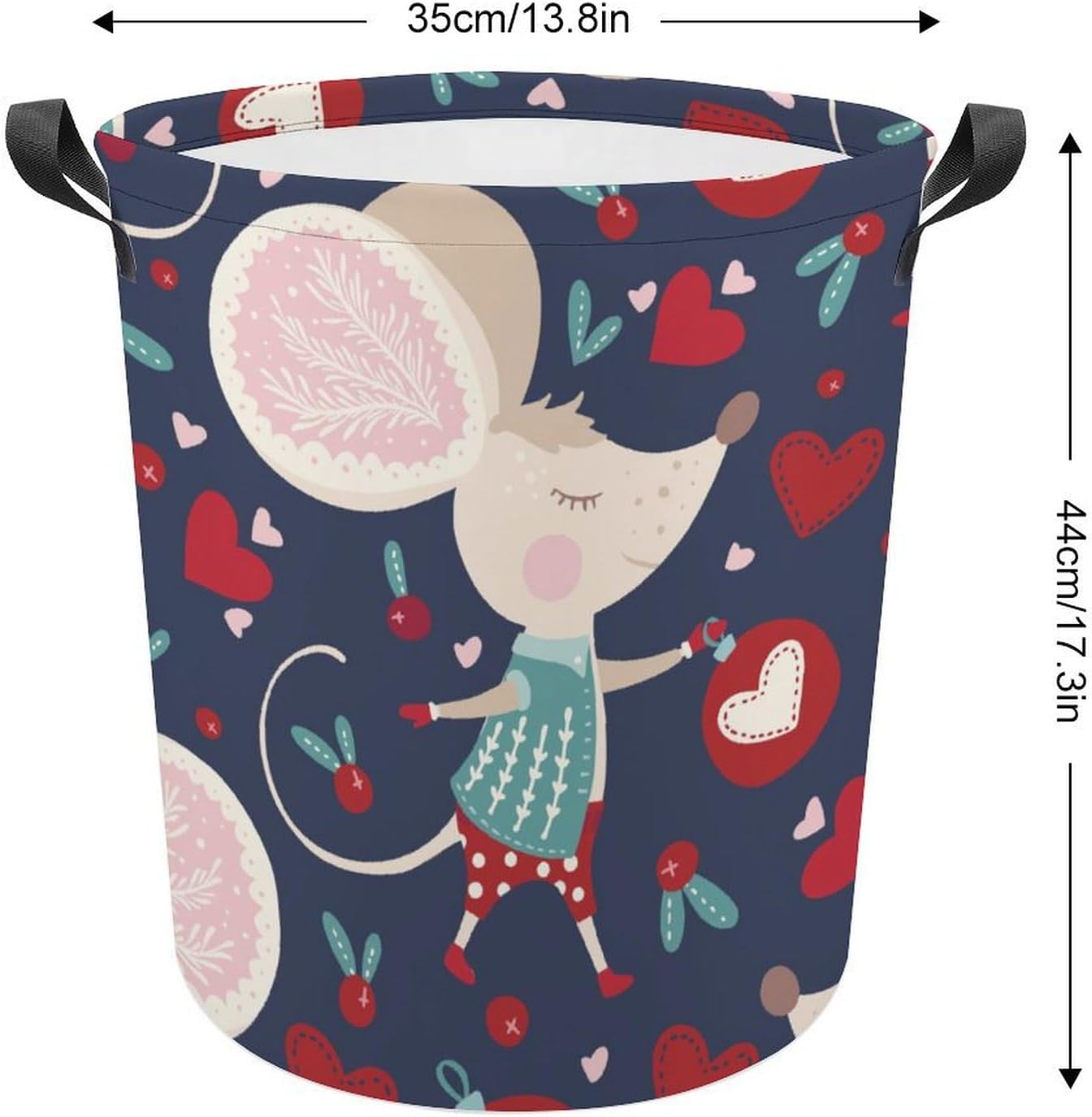 Perfect for Families Students Cute Mouse Design Collapsible Laundry Basket