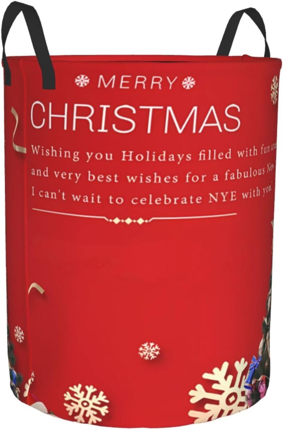 Merry Christmas Tree Snowflake Laundry Basket with Handle