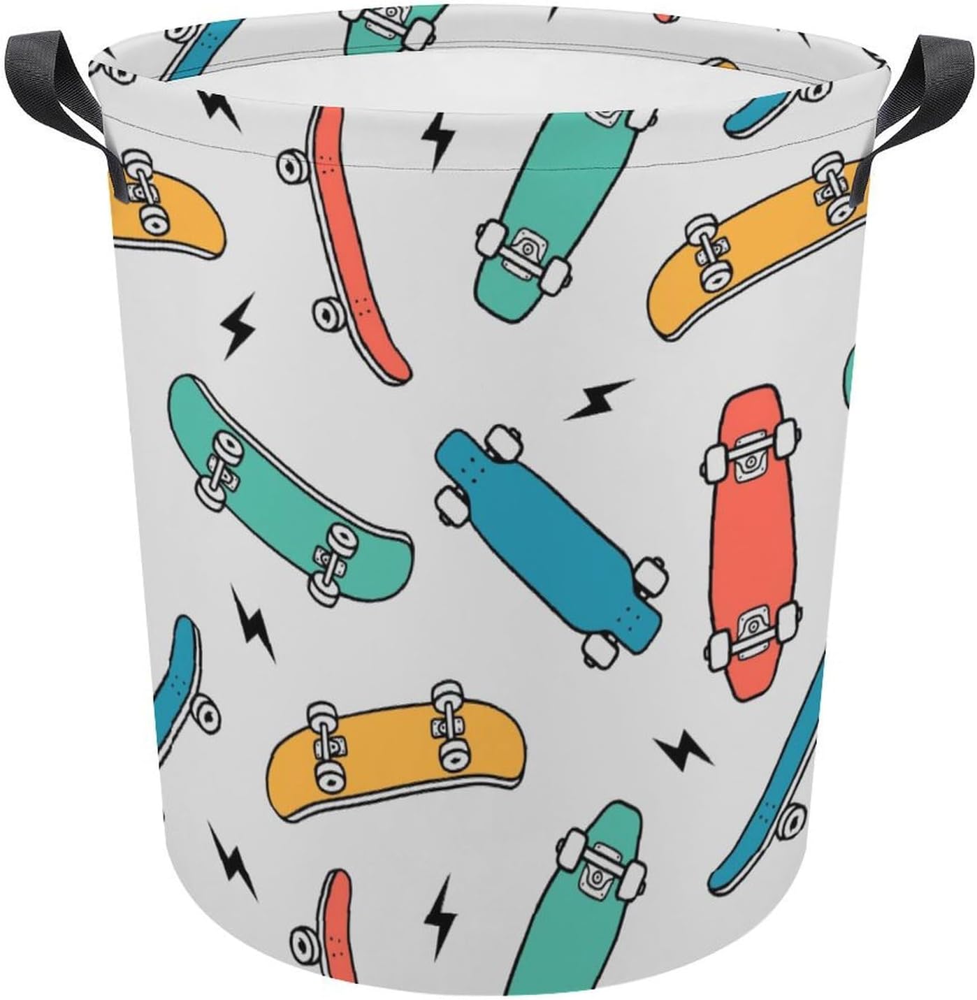 MEIKKO Hand Drawn Skateboarding Laundry Hamper Waterproof Clothes Basket with Easy Carry Handles