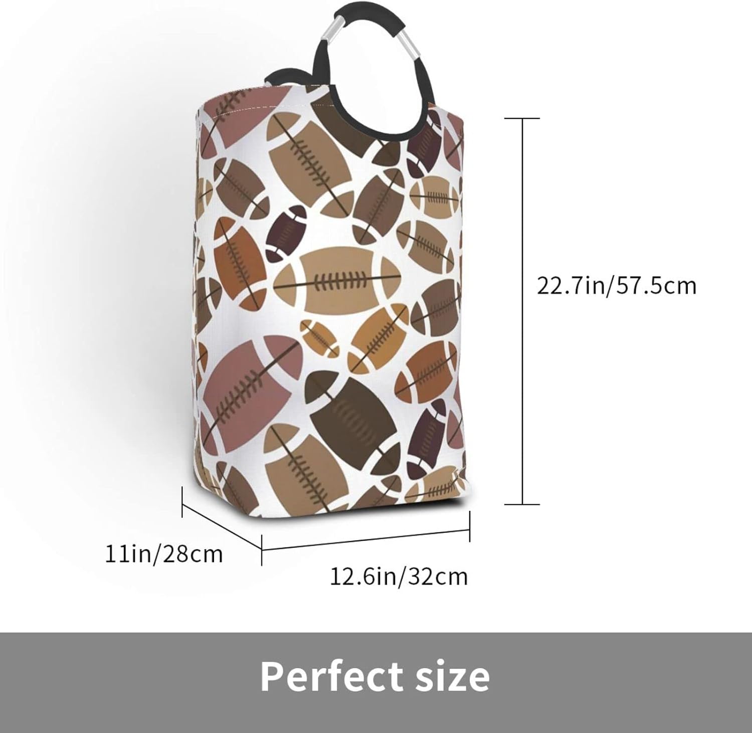 American Football Laundry Hamper with Handles and Foldable Design