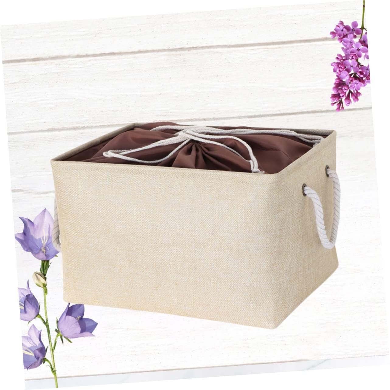 Yellow Foldable Laundry Basket with Handle and Drawstring