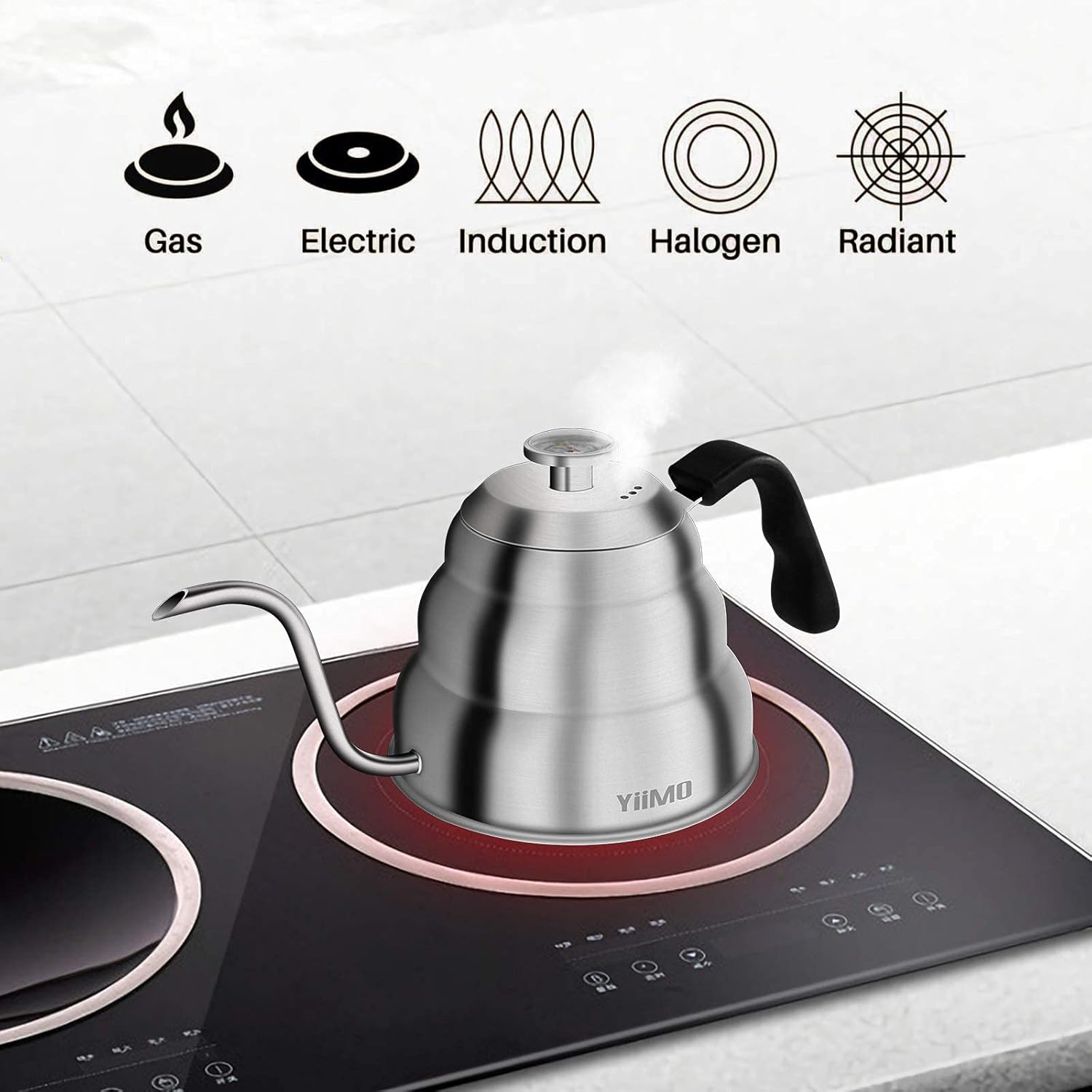 Stainless Steel 1-Liter Gooseneck Coffee Kettle Precision Brew