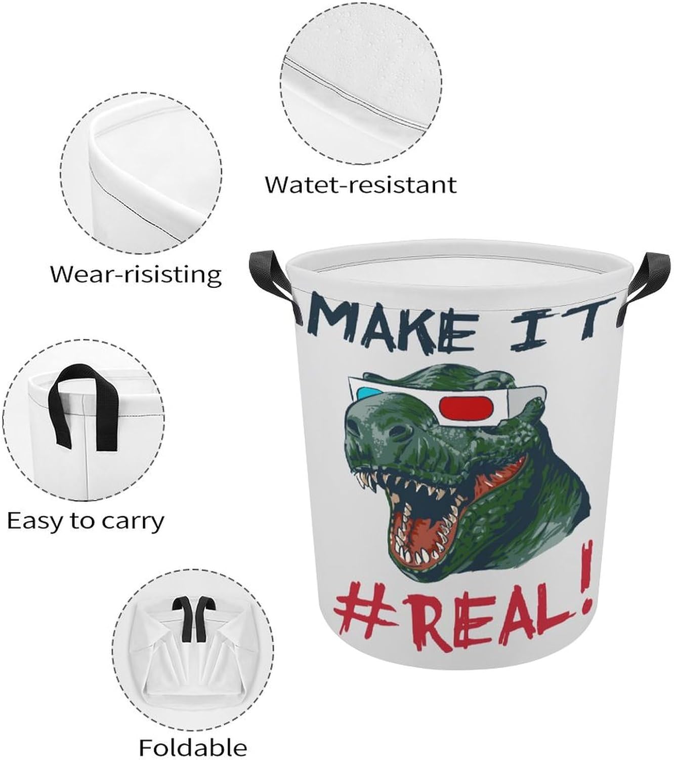 MEIKKO Dinosaur Head 3D Glasses Laundry Hamper