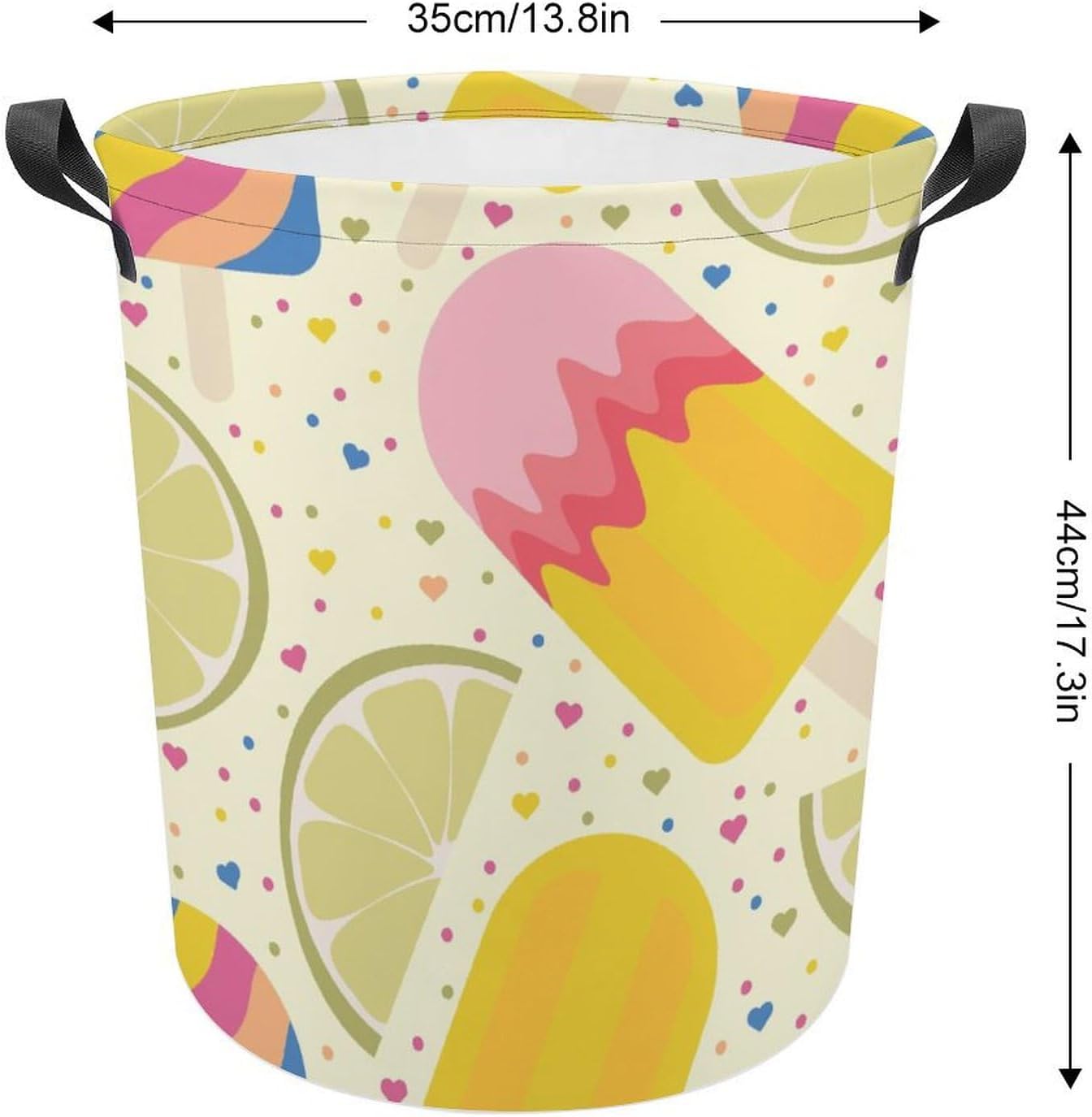 Lemon Ice Cream Laundry Hamper Summer Popsicles Basket Organizer