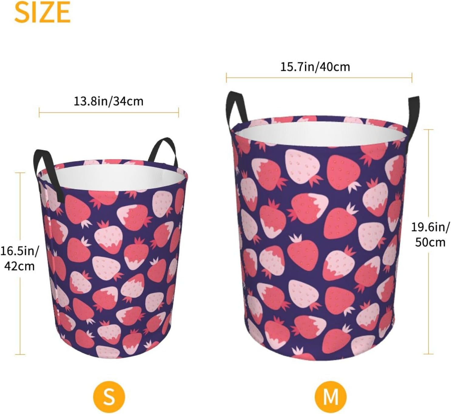 Strawberry Collapsible Laundry Basket w Handles Easy Carry Storage Organizer