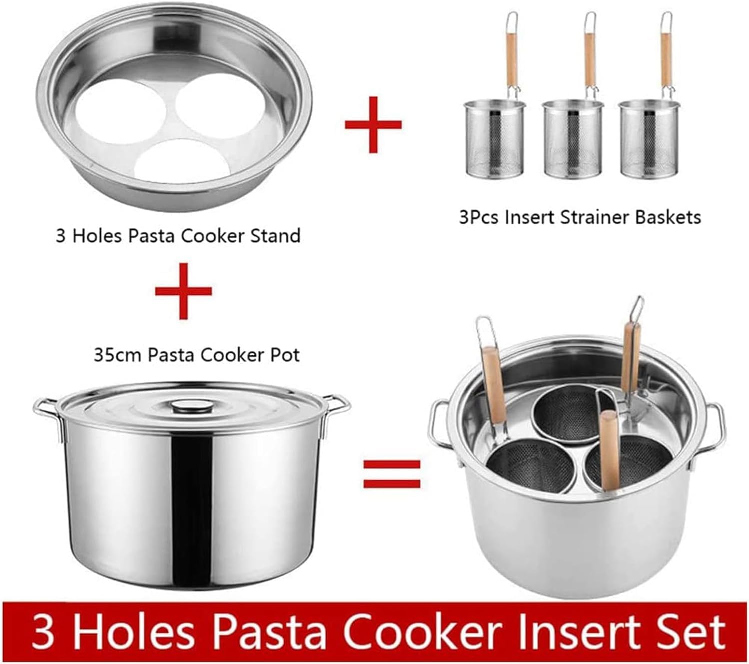 BINGWANG Premium Pasta Pot Insert Set for Home Restaurant Use
