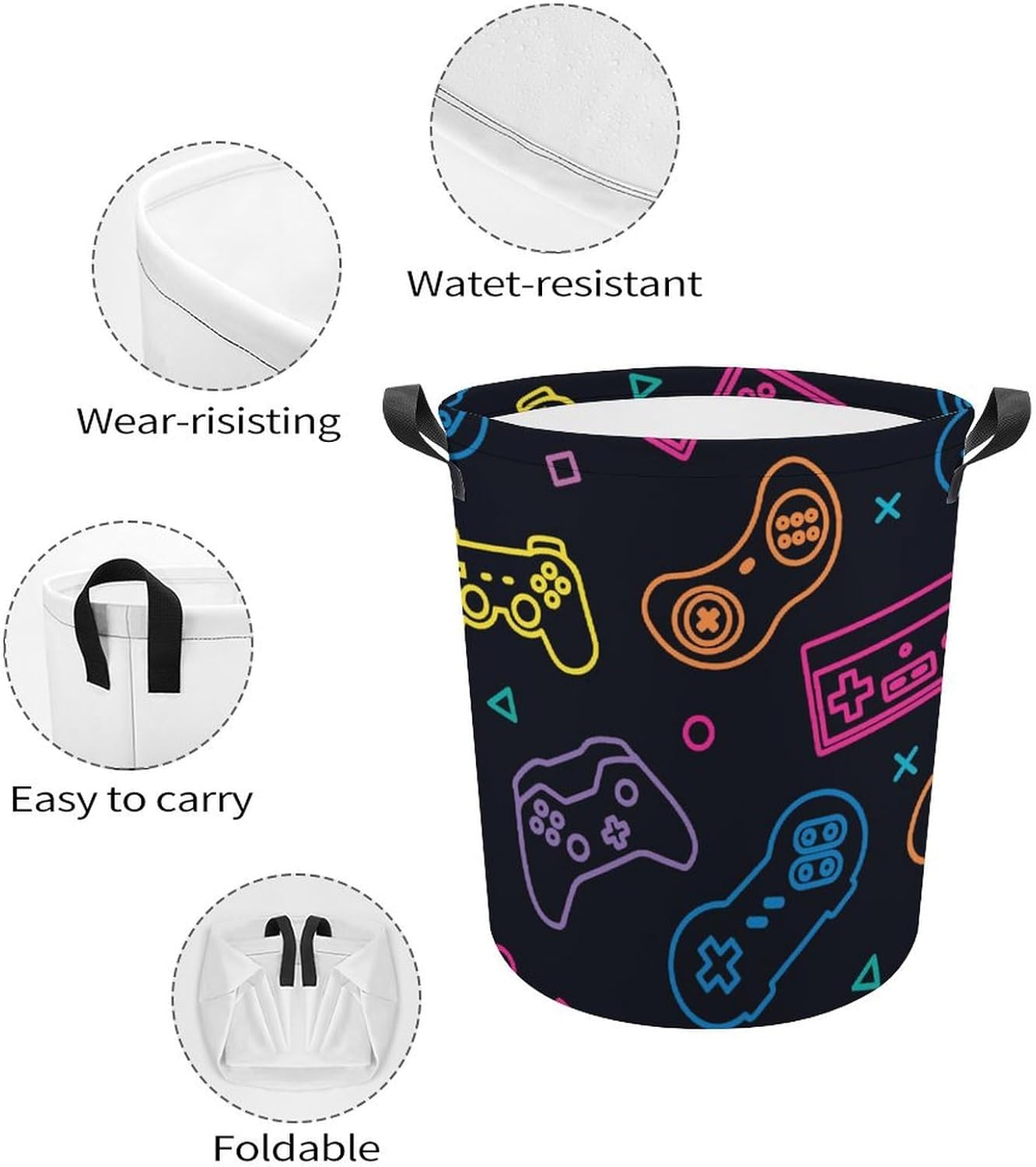 Neon Gamepad Laundry Hamper
