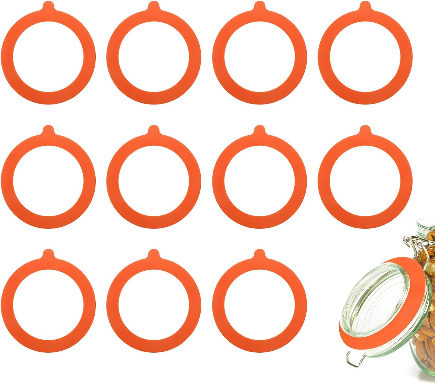 12-Pack Silicone Gasket Set for Glass Jars